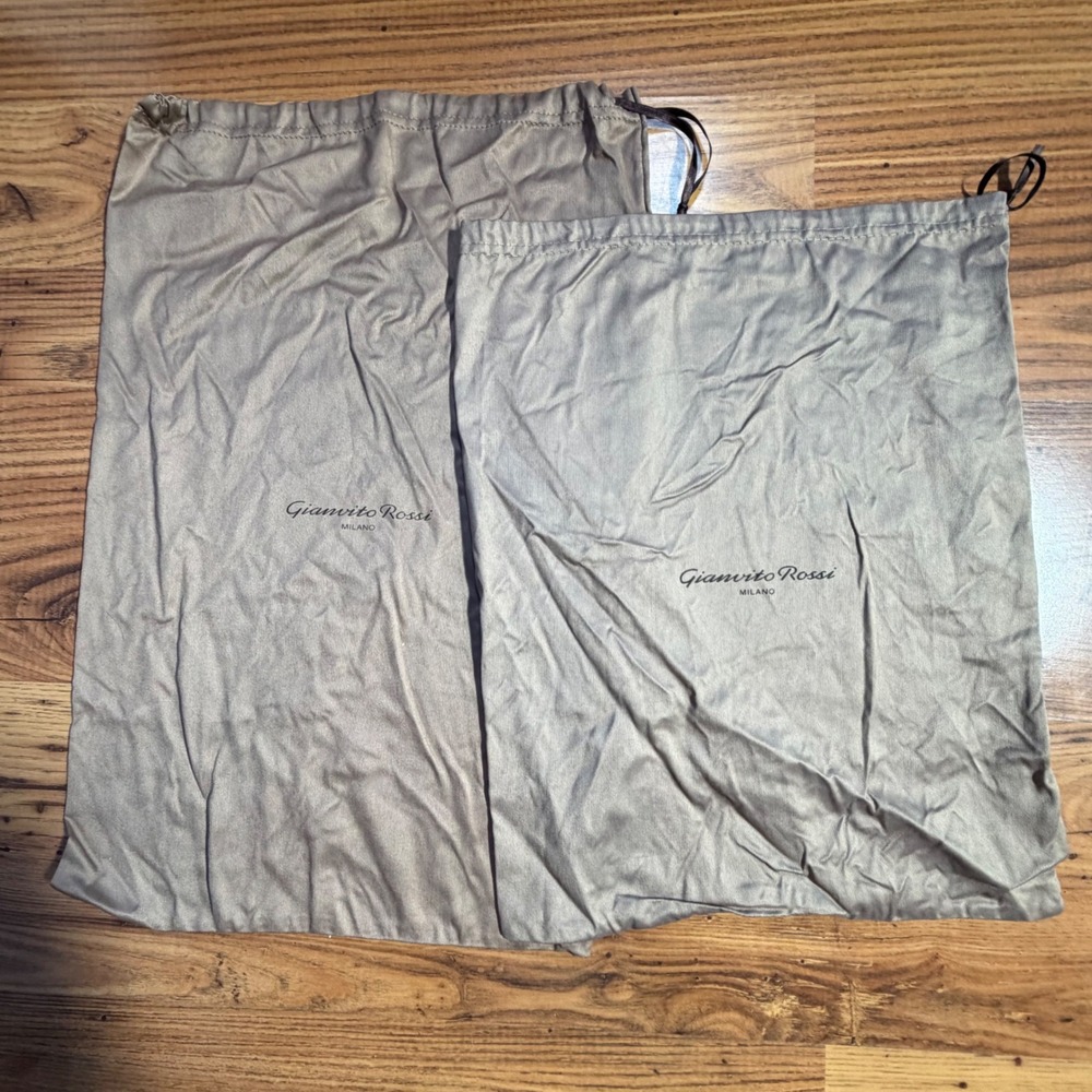 Gianvito Rossi Milano Taupe Fabric Drawstring Dust Bags Set of 2 Large & Small